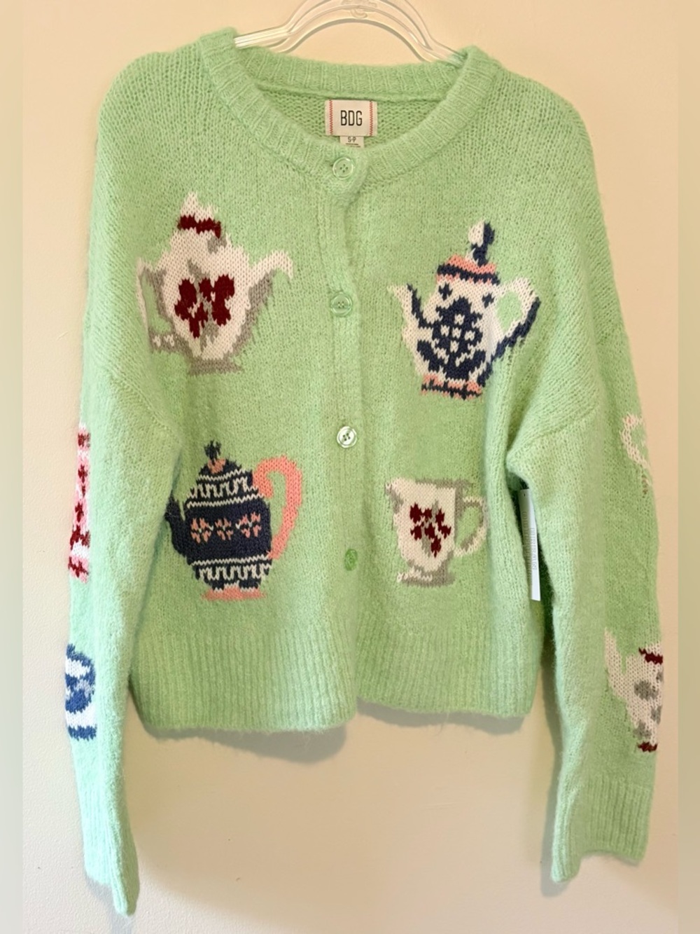 New Urban Outfitters BDG Becca tea time teapot oversized cardigan sweater - Picture 5 of 9